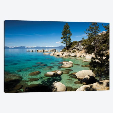 Rocks in a lake with mountain range in the background, Lake Tahoe, California, USA Canvas Print #PIM15699} by Panoramic Images Canvas Art Print