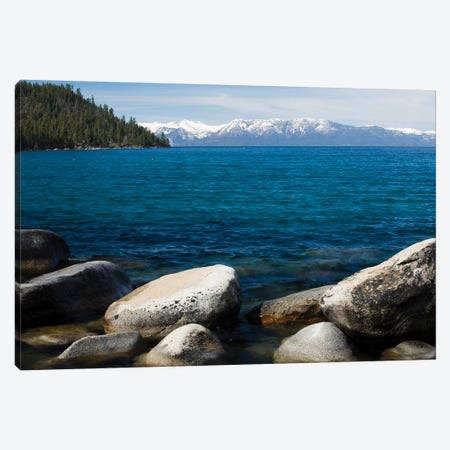 Rocks in a lake with mountain range in the background, Lake Tahoe, California, USA Canvas Print #PIM15701} by Panoramic Images Art Print