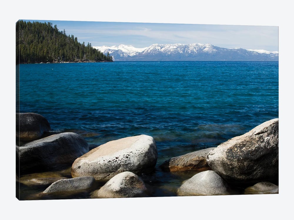 Rocks in a lake with mountain range in the background, Lake Tahoe, California, USA by Panoramic Images 1-piece Canvas Art