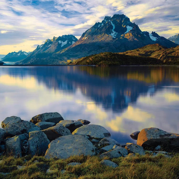 Scenic view of The Grand Paine in late afternoon, Torres del Paine National Park, Chile, South America