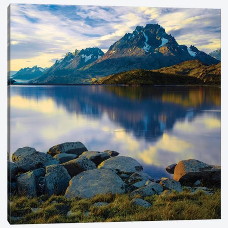 Scenic view of The Grand Paine in late afternoon, Torres del Paine National Park, Chile, South America Canvas Print #PIM15726} by Panoramic Images Canvas Art
