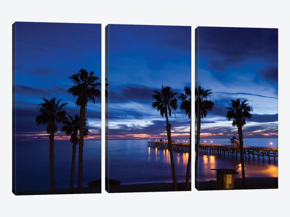 Silhouette of palm trees on the beach, San Clemente, Orange County, California, USA by Panoramic Images 3-piece Canvas Artwork