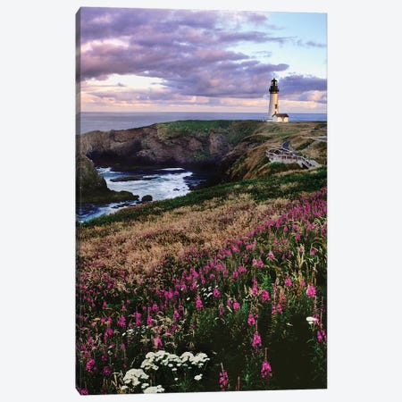 Silhouette of Yaquina Head Lighthouse, Yaquina Head, Lincoln County, Oregon, USA Canvas Print #PIM15744} by Panoramic Images Canvas Art