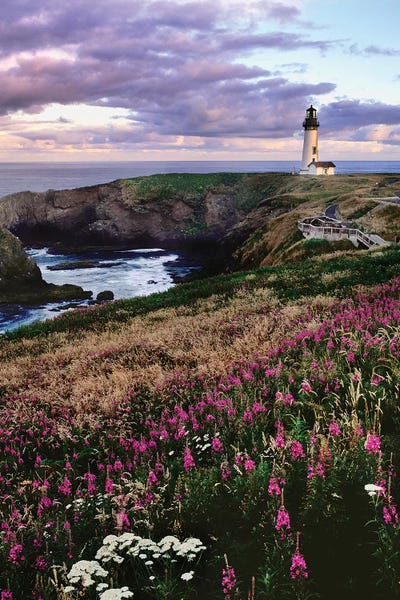 Oregon: Silhouette of Yaquina Head Lighthouse, Yaquina Head, Lincoln County, Oregon, USA by Panoramic Images