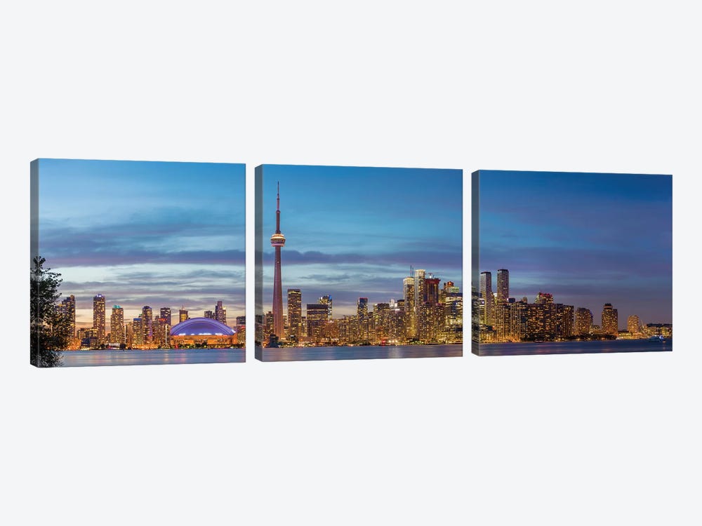 Skylines and CN Tower from Toronto Island Park, Toronto, Ontario, Canada by Panoramic Images 3-piece Canvas Wall Art