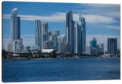 Skylines at the waterfront, Coral Sea, Surfer's Paradise, Gold Coast, Queensland, Australia Canvas Art Print