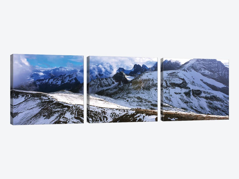 Snow covered mountain range against cloudy sky, Bugaboo Provincial Park, British Columbia, Canada 3-piece Canvas Art Print