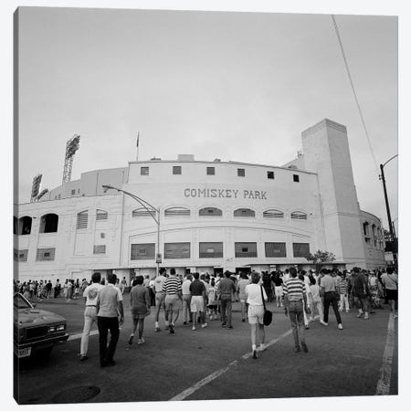 Spectators in front of a baseball stadium, Comiskey Park Chicago, IL Canvas Print #PIM15757} by Panoramic Images Art Print