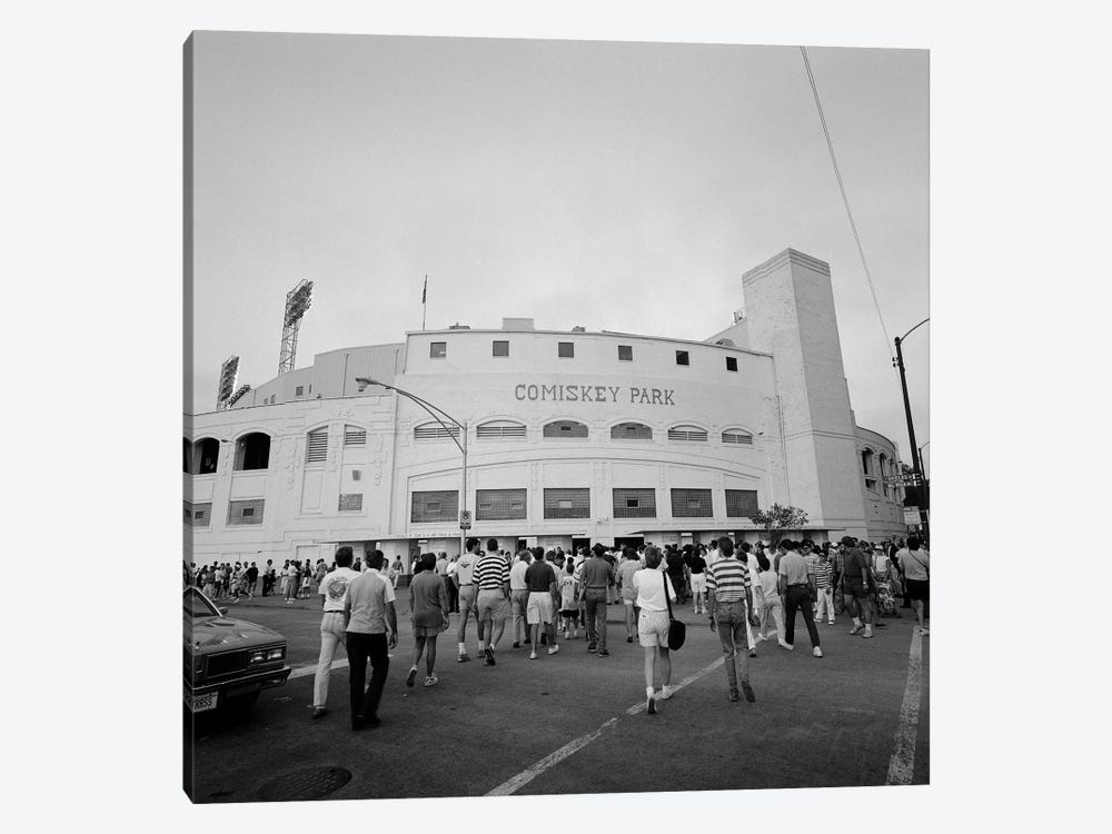 Spectators in front of a baseball stadium, Comiskey Park Chicago, IL by Panoramic Images 1-piece Canvas Print