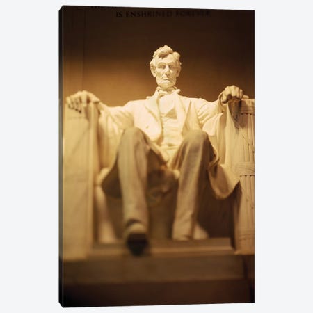 Statue of Abraham Lincoln illuminated at night, Lincoln Memorial, Washington DC, USA Canvas Print #PIM15761} by Panoramic Images Canvas Art Print
