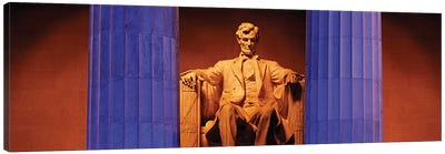 Statue of Abraham Lincoln in a memorial, Lincoln Memorial, Washington DC, USA Canvas Art Print - Lincoln Memorial