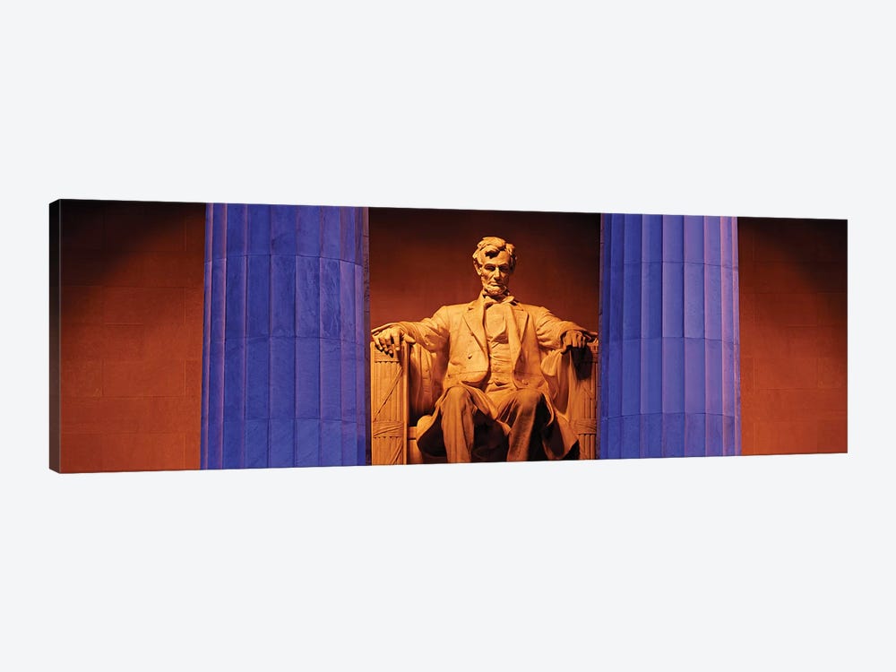 Statue of Abraham Lincoln in a memorial, Lincoln Memorial, Washington DC, USA by Panoramic Images 1-piece Canvas Print