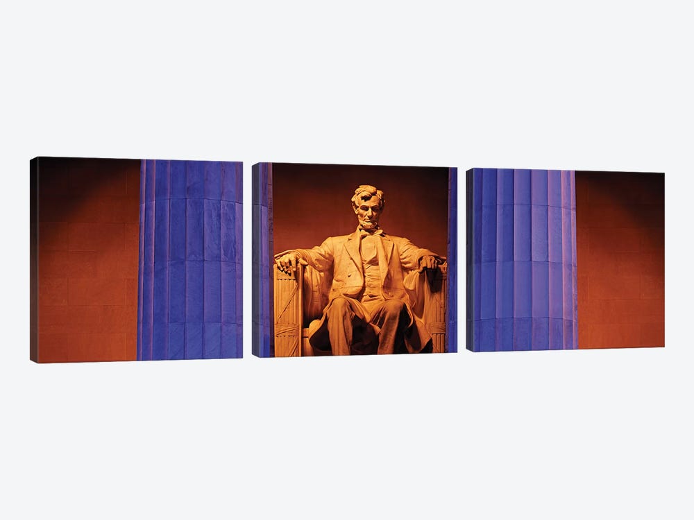 Statue of Abraham Lincoln in a memorial, Lincoln Memorial, Washington DC, USA by Panoramic Images 3-piece Art Print