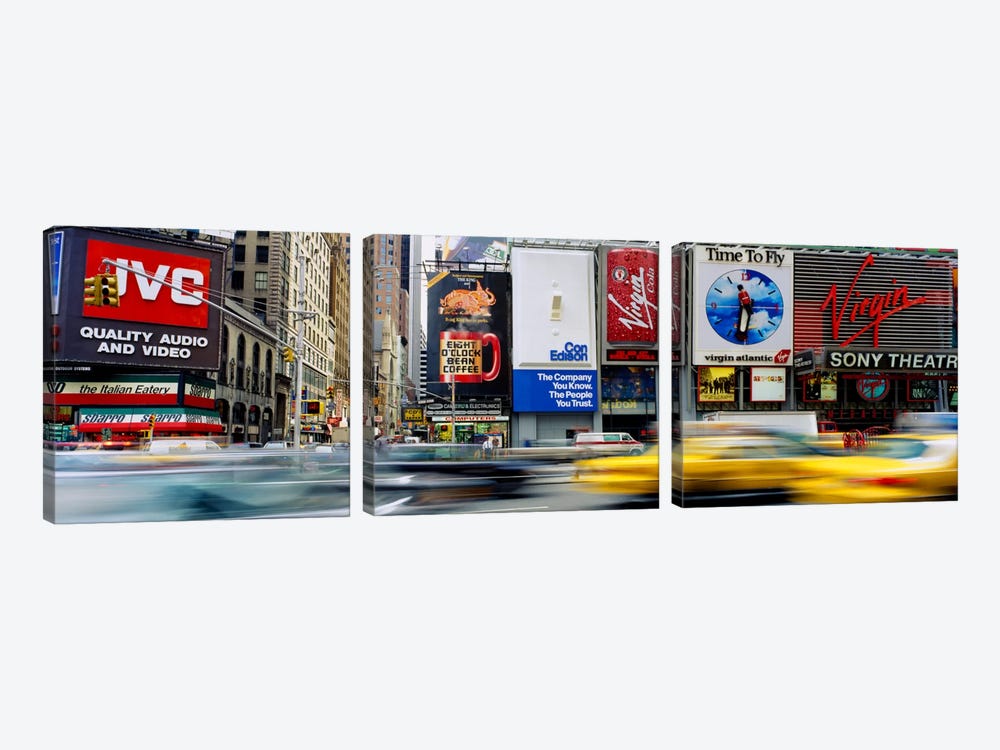 Blurred Motion Of Traffic, Times Square, Manhattan, New York City, New York, USA by Panoramic Images 3-piece Canvas Art Print