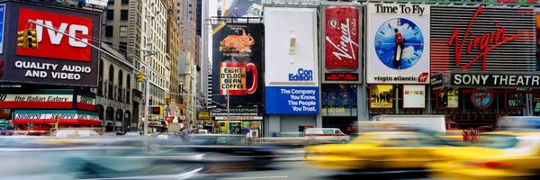 Times Square: Blurred Motion Of Traffic, Times Square, Manhattan, New York City, New York, USA by Panoramic Images