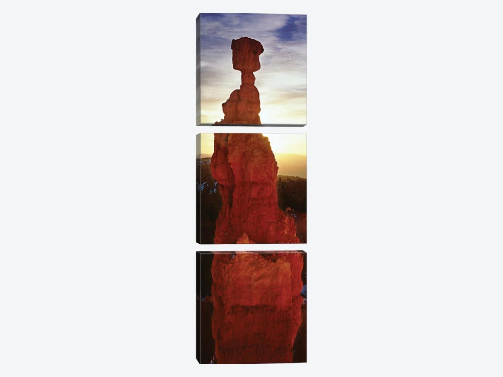 Sunrise behind a cliff, Thor's Hammer, Bryce Canyon National Park, Utah, USA by Panoramic Images 3-piece Canvas Art