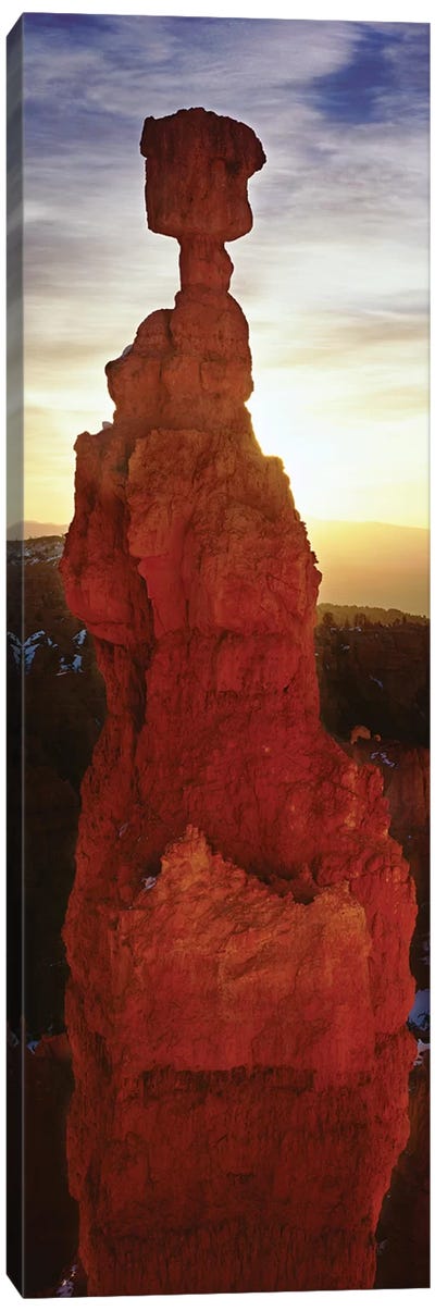 Sunrise behind a cliff, Thor's Hammer, Bryce Canyon National Park, Utah, USA Canvas Art Print - Bryce Canyon National Park Art