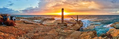 Sunset along Raouche Coast, Beirut, Lebanon by Panoramic Images framed canvas print