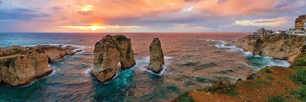 Large Photography - Canvas Prints: Sunset at the Raouche Coast, Beirut, Lebanon by Panoramic Images