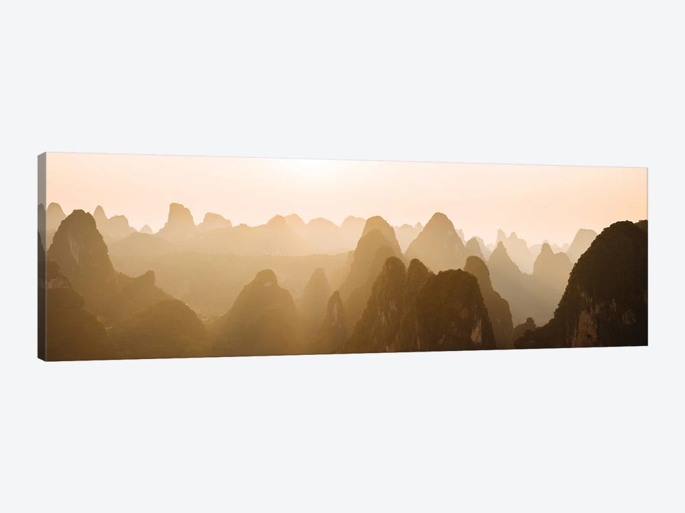 Sunset over Karst Hills from Lao Zhai, Xingping, Guilin, Guangxi Province, China by Panoramic Images 1-piece Art Print