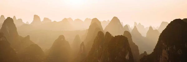 Guangxi: Sunset over Karst Hills from Lao Zhai, Xingping, Guilin, Guangxi Province, China by Panoramic Images