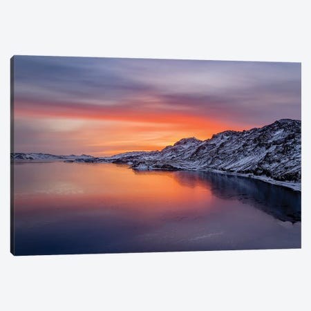 Sunset, Lake Kleifarvatn, Iceland Canvas Print #PIM15778} by Panoramic Images Canvas Art