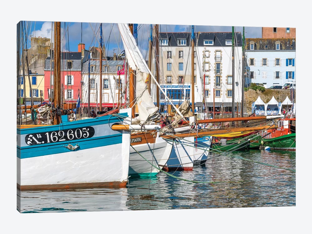 Tall ships in Rosmeur Harbour in Douarnenez city, Finistere, Brittany, France by Panoramic Images 1-piece Canvas Wall Art
