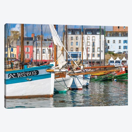 Tall ships in Rosmeur Harbour in Douarnenez city, Finistere, Brittany, France Canvas Print #PIM15787} by Panoramic Images Canvas Wall Art