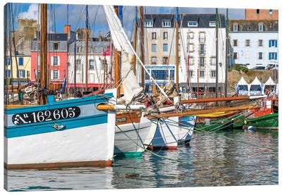 Tall ships in Rosmeur Harbour in Douarnenez city, Finistere, Brittany, France Canvas Art Print - Brittany
