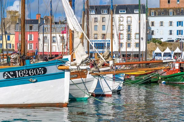 Brittany: Tall ships in Rosmeur Harbour in Douarnenez city, Finistere, Brittany, France by Panoramic Images