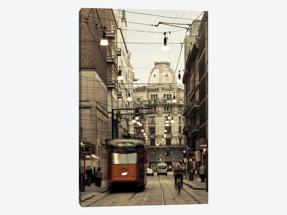 Tram on a street, Piazza Del Duomo, Milan, Lombardy, Italy by Panoramic Images 1-piece Canvas Art