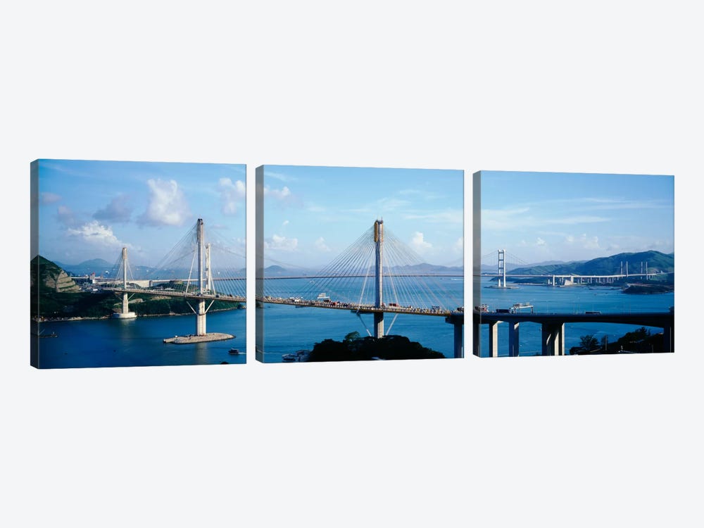Ting Kaw & Tsing Ma Bridge Hong Kong China by Panoramic Images 3-piece Canvas Art
