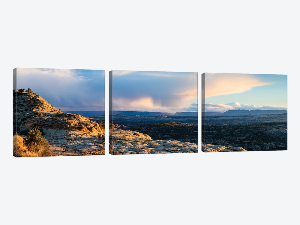 View of storm cloud at sunset over Grand Staircase-Escalante National Monument, Utah, USA by Panoramic Images 3-piece Canvas Artwork