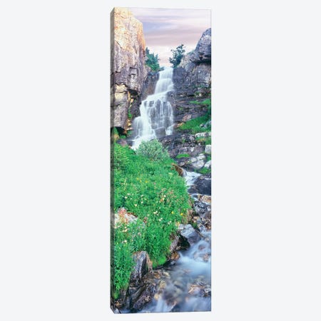 View of waterfall comes into rocky river, Broken Falls, East Face, Mount Teewinot, Grand Teton National Park, Wyoming, USA Canvas Print #PIM15854} by Panoramic Images Canvas Artwork