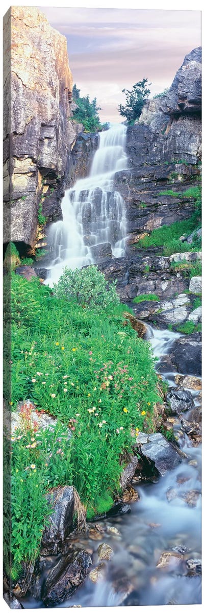 View of waterfall comes into rocky river, Broken Falls, East Face, Mount Teewinot, Grand Teton National Park, Wyoming, USA Canvas Art Print - Grand Teton National Park Art