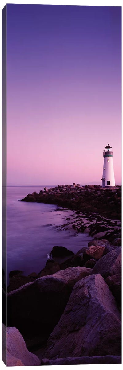 Walton Lighthouse at purple dusk, Santa Cruz, California, USA Canvas Art Print - Lighthouse Art