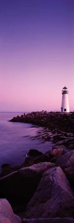 Walton Lighthouse at purple dusk, Santa Cruz, California, USA