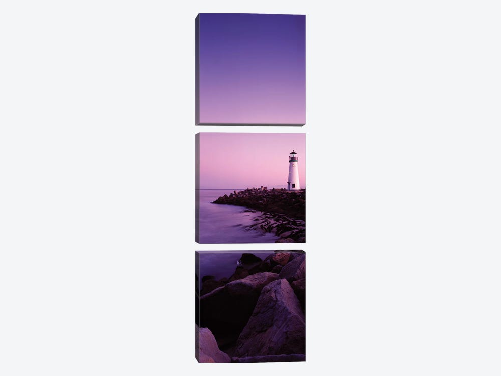 Walton Lighthouse at purple dusk, Santa Cruz, California, USA by Panoramic Images 3-piece Canvas Artwork