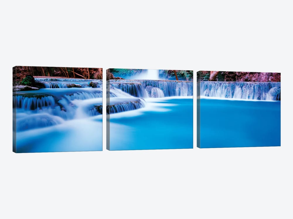 Waterfall in a forest, Mooney Falls, Havasu Canyon, Havasupai Indian Reservation, Grand Canyon National Park, Arizona, USA by Panoramic Images 3-piece Canvas Print