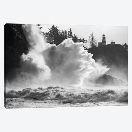 Wave crashing over cliff, Cape Disappointment, Oregon, USA Canvas Print #PIM15866} by Panoramic Images Art Print