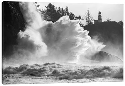 Wave crashing over cliff, Cape Disappointment, Oregon, USA Canvas Art Print - Oregon Art