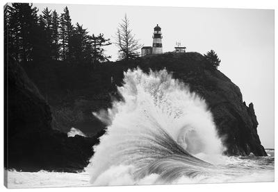 Wave crashing over coast, Cape Disappointment, Oregon, USA Canvas Art Print - Oregon Art