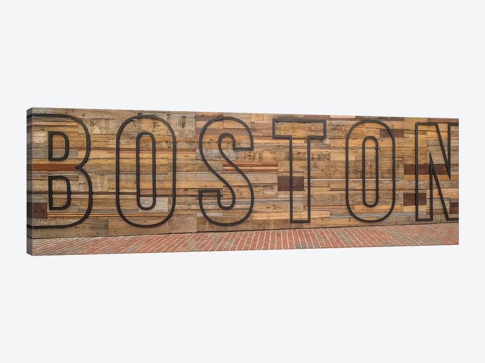Word Boston on wooden wall, Boston, Massachusetts, USA by Panoramic Images 1-piece Canvas Art Print