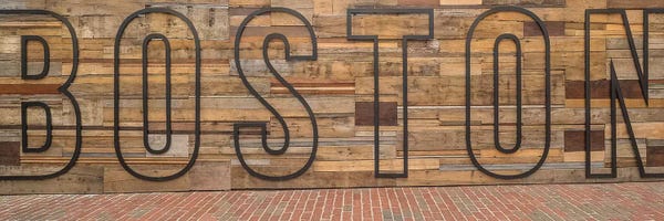 Massachusetts: Word Boston on wooden wall, Boston, Massachusetts, USA by Panoramic Images
