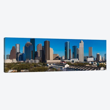 Cityscape Illuminated At Sunset, Houston, Texas Canvas Print #PIM15889} by Panoramic Images Canvas Artwork