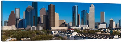 Cityscape Illuminated At Sunset, Houston, Texas Canvas Art Print - Houston Art