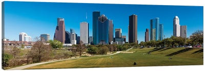 Cityscape Illuminated At Sunset, Houston, Texas Canvas Art Print - Houston Skylines