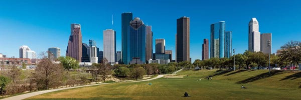 City Sunrises & Sunsets: Cityscape Illuminated At Sunset, Houston, Texas by Panoramic Images