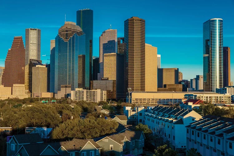 Cityscape Illuminated At Sunset, Houston, Texas