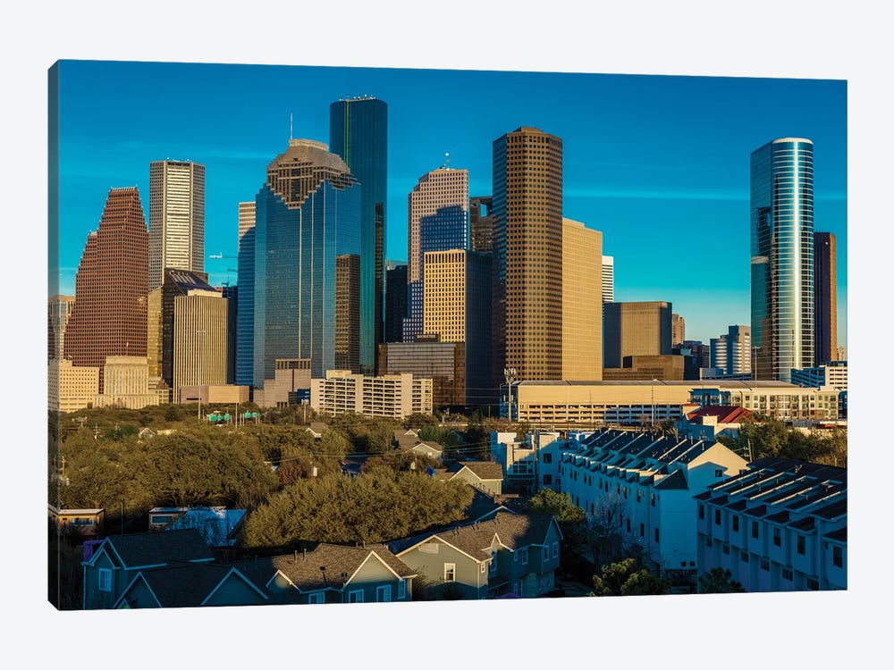 Cityscape Illuminated At Sunset, Houston, Texas by Panoramic Images 1-piece Art Print